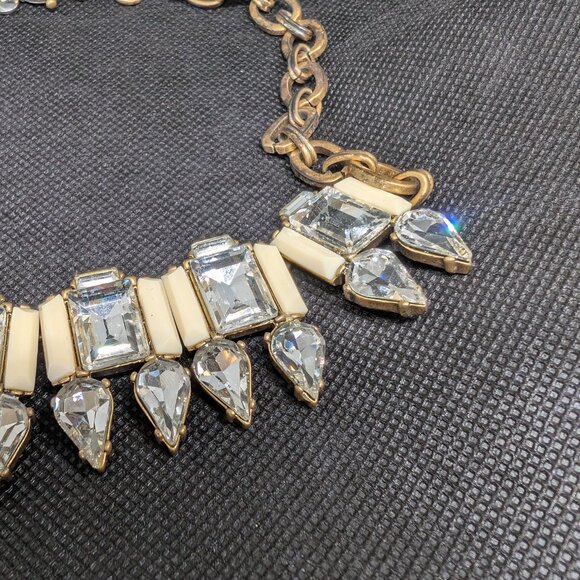 Vintage J Crew Art Deco Necklace Faceted Rhinestones Dangle Teardrop Crystals - Picture 2 of 5